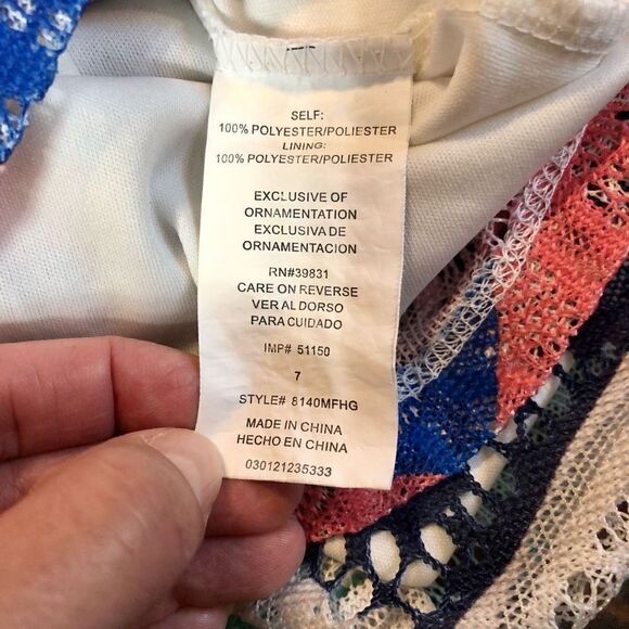 Sequin Hearts Girl’s Multicolored Chevron Lace Dress Size 7 - Picture 8 of 10